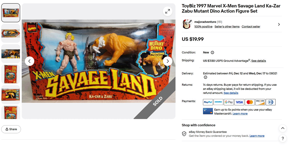 eBay SOLD ToyBiz 1997 Marvel X-Men Savage Land Ka Zar Zabu